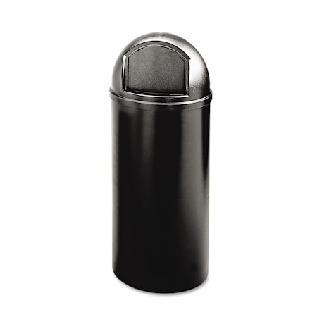 Rubbermaid Commercial 25 gal Round Indoor Plastic Can, Black, Side Door, Polyethylene FG817088BLA